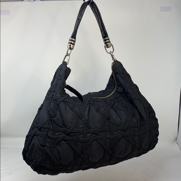 Stuart WeitzmanBlack Quilted Fabric Hobo Bag - Picture 1 of 16